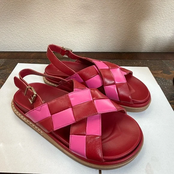 NWOT ALOHAS Marshmallow Scacchi Sandals Sz 40 Red Pink Platform Leather-SOLD - Picture 8 of 9